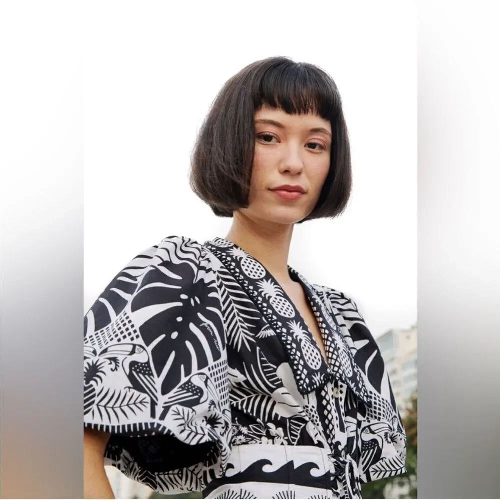 NEW FARM Rio Macaw Elegance Black Midi Dress - Picture 7 of 13